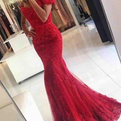 Red Lace Mermaid Prom Dresses Veatidos Off..