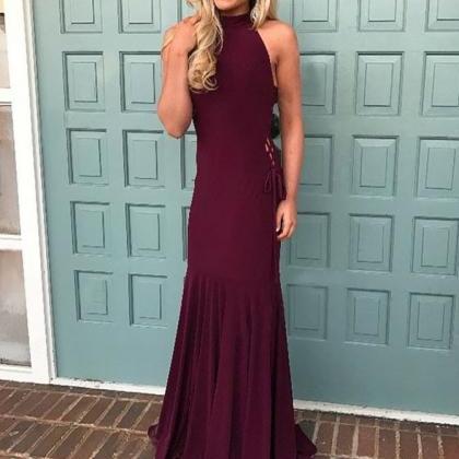 Mermaid Strapless Ruffle Lace-Up Prom Dress With Sweep Train Lavender main image 1