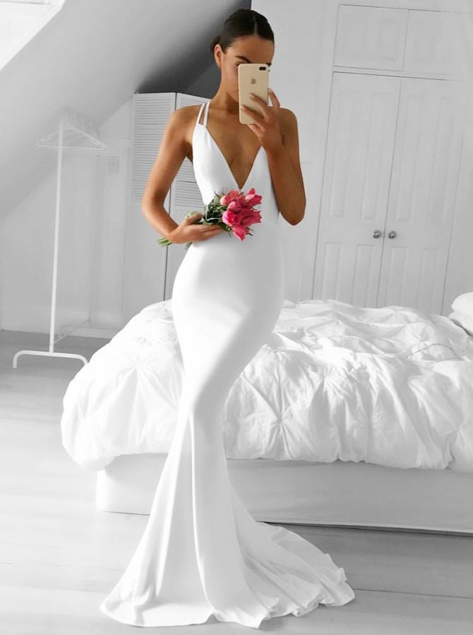 stretch satin wedding dress
